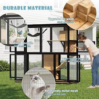 Cage à chat spacieuse et luxueuse en bois de haute qualité avec roues, plateformes multi-niveaux, hamac, portes verrouillables, utilisation en intérieur pour plusieurs chats