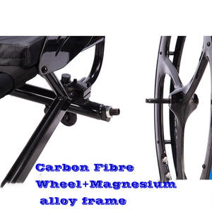 Kursi roda portabel Manual Super ringan, kursi roda olahraga 24 inci bingkai paduan Magnesium + roda serat karbon lipat - Product Image 3