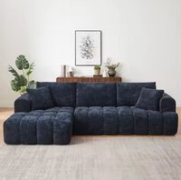 Canapé d'angle convertible en chenille de luxe, grand format, moderne et confortable, avec fonction couchage et mousse à mémoire de forme, idéal pour appartement et hôtel
