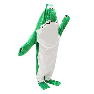 Animal lindo verde invierno cálido <span class=keywords><strong>Polar</strong></span> franela Onesie versión de baño pijamas dibujos animados manga larga Homewear Manta - Product Image 5