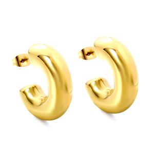 Pendientes de Aro Geométricos Personalizables de Moda, Chapados en Oro de 18k, de Acero Inoxidable, con Forma de C, Huecos y Gruesos, para Mujer - Product Image 5