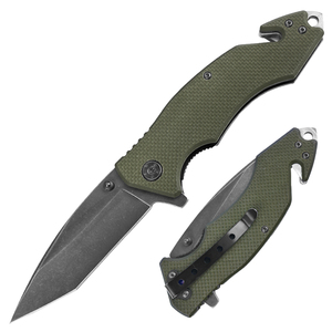 Stock G10 poignée Tanto lame de scie survie en plein air multi-outils pliant couteau de sauvetage poche avec coupe-ceinture <span class=keywords><strong>brise</strong></span>-verre - Product Image 1