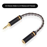 Câble audio stéréo équilibré RASANTEK OCC en argent pur plaqué or 5U de 10 cm pour ordinateur avec connecteurs 2,5 mm/4,4 mm/3,5 mm