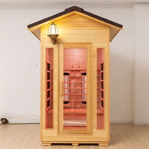 Большая открытая сауна из массива дерева, инфракрасная сауна, современный дизайн, оздоровительная Сауна для виллы - Product Image 6