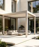 Pergola Aluminium Motorized Outdoor Model 175 dengan Atap Louver yang Dapat Disesuaikan, Tahan Hujan, untuk Patio, Halaman Belakang, dan Villa
