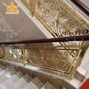 Barandillas de porche de aluminio dorado de lujo, barandillas, estilo de diseño moderno <span class=keywords><strong>para</strong></span> escalera de Villa, diseño decorativo Interior, crea latón - Product Image 3