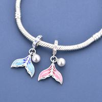 Breloques Pan en argent, thème mer et océan, queue de sirène rose et bleue, perles imitation perle, compatibles avec bracelet original, bijoux, anniversaire, Berluque, nouveauté