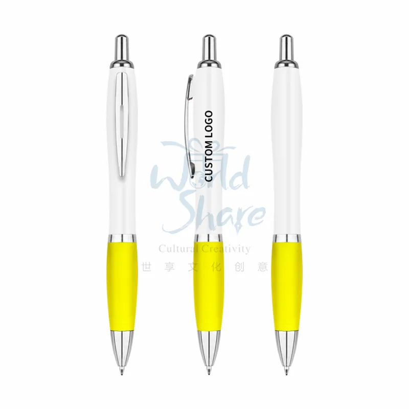 Stylo gel de haute qualité stylo à bille en plastique logo personnalisé publicité disponible stylo à bille World Share