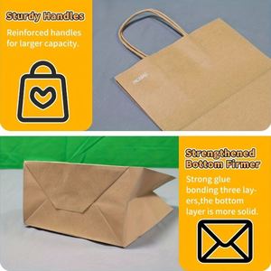 Bolsas de Papel Kraft Ecológicas Reciclables con Asa, Bolsas de Compras de Papel, Logotipo Personalizado Disponible - Product Image 4