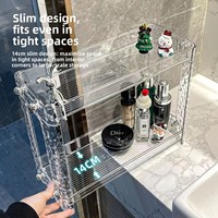 Étagère de rangement double niveau portable et détachable en plastique, motif glacier, style luxe léger, pour cosmétiques
