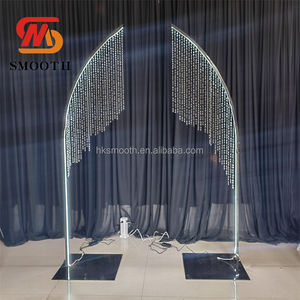 SMOOTH Factory <b>Wedding</b> Entrance Backdrop Metal Stand Walkway LED Light Arch <b>Frame</b> Beads Curtains Backdrop - Product Image 1