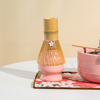 Ensemble de thé Matcha japonais exclusif transfrontalier de 7 pièces avec bec verseur en céramique rose fleur de cerisier pour cérémonie du thé