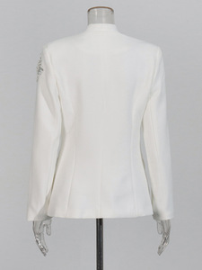 Blazer <span class=keywords><strong>Nero</strong></span> di Lusso da <span class=keywords><strong>Donna</strong></span>, Nuovo Modello Invernale con Diamanti, Elegante Giacca Corta Aderente - Product Image 4