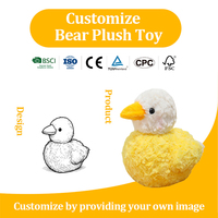 Peluche personnalisée en forme de canard, jouet en peluche avec corps jaune, design personnalisé pour cadeau d'enfant