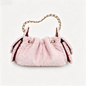 Women Faux Fur Shoulder Bag Drawstring Closure <b>Chain</b> <b>Strap</b> Plush Cloud <b>Handbag</b> Cute Underarm Bag All Seasons Classy Women Matte - Product Image 3