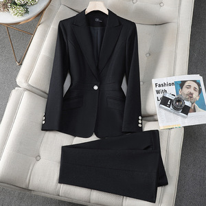 Women's Suit Set Full Sleeve Satin Formal Autumn Anti-Wrinkle Work Uniform - Product Image 3