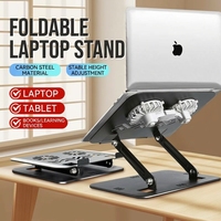 Support pour ordinateur portable avec deux ventilateurs magnétiques turbo, hauteur réglable, support pliable pour ordinateur portable, tablette, MacBook