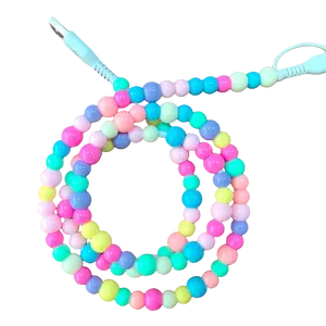 2 in 1 Unique Fashion Jewelry Pearl Beaded Colorful USB Charging Cable for Phone