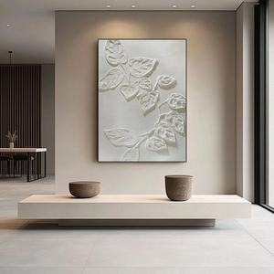 Art mural 3D, peinture abstraite Wabi Sabi blanche sur toile, art mural contemporain pour la décoration moderne de la maison et de la galerie - Product Image 2