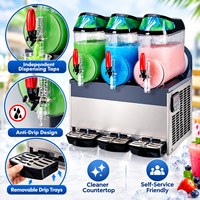 Machine à slush commerciale à LED, en acier inoxydable de qualité alimentaire, 800W, 3 robinets, machine à boissons glacées électrique de comptoir