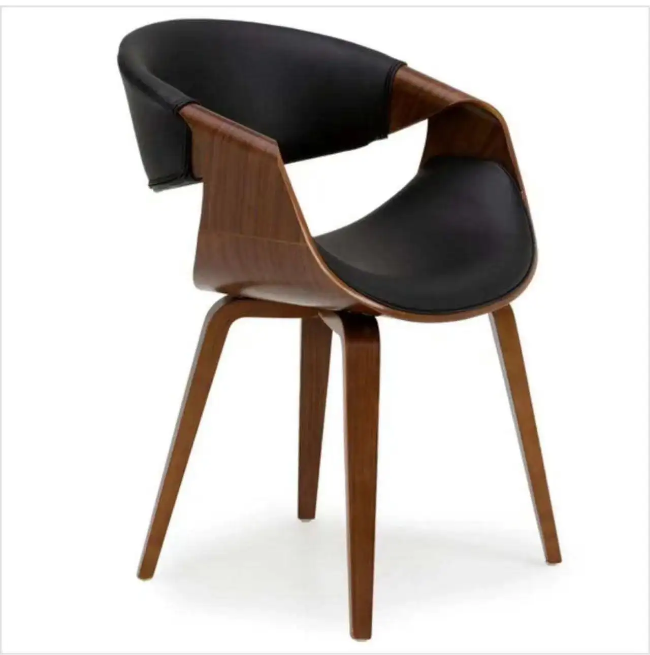 Nordic leather modern furniture New design Hotel Cafe restaurant Wooden dining chairs