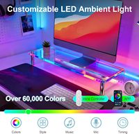 Support d'écran avec lumières RVB, support de bureau synchronisé avec la musique avec contrôle par application et bouton, organisateur de bureau pour la maison et le bureau