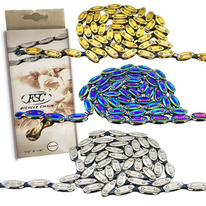 Chaîne de vélo colorée 2024 Olive 100 maillons arc-en-ciel doré argenté pour vélo de course rétro à vitesse unique Chaîne Olive Chaîne Torpedo - Product Image 1
