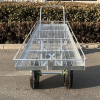 Remorques de pépinière à quatre roues galvanisées à chaud, chariots et brouettes agricoles robustes pour outils, OEM