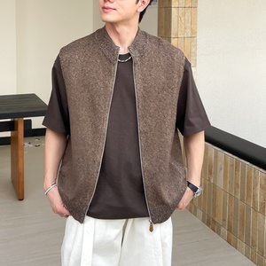 Versatile Full Zip Knit <b>Vest</b> for <b>Men</b>, Lightweight Polyester Acrylic Nylon Blend <b>Sleeveless</b> Cardigan Gilet for Layered Spring - Product Image 4