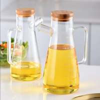 Pot minyak kaca borosilikat tinggi dengan pegangan botol botol minyak dapur