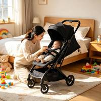 Poussette version basique avec roues EVA et tissu noir, design moderne, haute visibilité pour une meilleure lisibilité, optimisation pour les moteurs de recherche