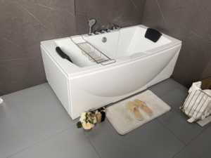 Bañera de hidromasaje doble de acrílico moderna para 2 personas con chorro de aire <span class=keywords><strong>Spa</strong></span> con ducha Baño de remojo de gran espacio y escurridor para hoteles - Product Image 4