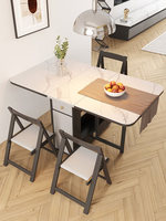 Table à manger télescopique pliable en bois massif AHS, de forme carrée, pour petits appartements