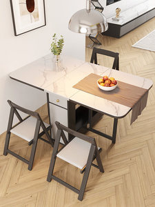AHS High-end slab <b>dining</b> <b>table</b> <b>foldable</b> side-mounted wheeled telescopic suitable for small apartments and home use - Product Image 3