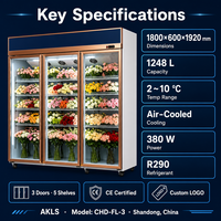 Réfrigérateur vertical commercial haut de gamme à 3 portes, grande capacité, pour magasin de proximité, vitrine réfrigérée à air