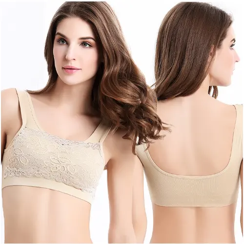 wholesale high impact nylon padded push up women wireless bra comfortable bra Ladies sports bra seamless lace Bralette top