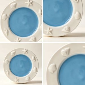 Assiette en céramique ODM&OEM avec motif coquillage et étoile de mer, série nautique océanique, assiette de service en porcelaine pour la maison et la restauration - Product Image 3