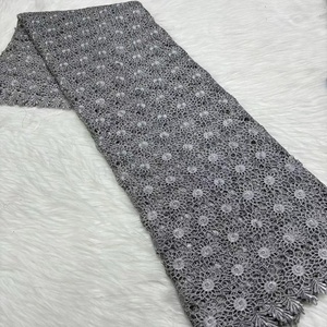 Última Tela de Encaje Guipur Africano, Tela de Encaje Nigeriano Blanco con Lentejuelas, 5 Yardas, Vestido de Novia de Lujo para Mujer - Product Image 4