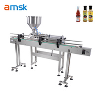 Machine de Remplissage Automatique Pneumatique PLC à Buse Unique avec Convoyeur pour Huile, Beurre de Cacahuète, Cosmétiques, Sauce au Fromage, Yogourt et Pâtes de 100 à 1000 ml