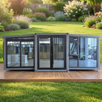 Maison conteneur pliable extensible préfabriquée, unité secondaire de jardin entièrement meublée, mini-maison avec cuisine, salle de bain, porche avant, style moderne, pour école