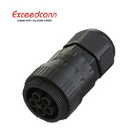Conector Eléctrico Impermeable IP68 de 5 Pines y 17.5A, Tipo Hembra, con Abrazadera de Tornillo para Montaje en Cable, Aleación de Cobre con Recubrimiento de Níquel, Resistencia Dieléctrica de 2500V
