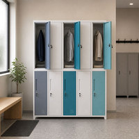 Casier en acier à 10 portes, armoire de rangement métallique pour vêtements, casiers avec serrure à clé pour école, gymnase, personnel, usine, vestiaire