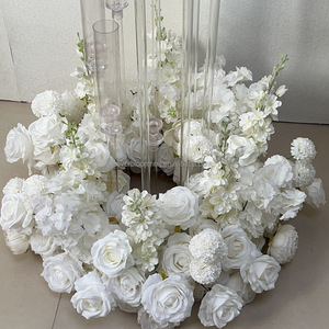 Bougeoirs de mariage A144, décoration florale, couronne de fleurs de table, centre de table, boules de fleurs artificielles en soie rose pour table de mariage - Product Image 2
