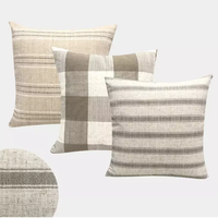 Innermor 20 "x 20" surdimensionné nordique lin taies d'oreiller solide décoratif Beige tissé Texture rayure pour la maison ou l'hôtel