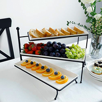 28 1/2 "X 13 1/2" X 36 1/2 "Rehausseurs de nourriture noirs à plusieurs niveaux Plateau de buffet Étagère de service Présentoir