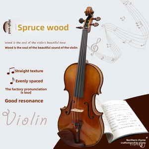 CHENTUO CT2.1 Handmade Wood Professional Student Violin Solid Spruce Face Maple Plywood Back/<b>Side</b> Ebony Carbon Fiber Bow - Product Image 5