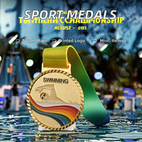 Rubans de médailles de sport avec logo personnalisé Trophées de natation Marathon de football en métal plaqué Médailles vierges par sublimation Logo personnalisé