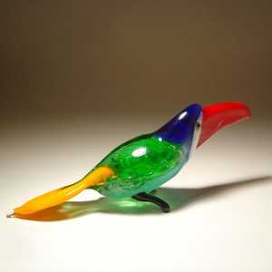 Handmade Glass Toucan Figurine Green Blue Red Beak Crystal Animal Decor Contemporary Style <b>Desk</b> <b>Ornament</b> - Product Image 2
