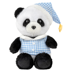 Peluche <span class=keywords><strong>Panda</strong></span> con Cappello a Quadretti <span class=keywords><strong>Blu</strong></span> e Gilet, Simpatico <span class=keywords><strong>Panda</strong></span> in Pigiama, Morbido Pupazzo Coccoloso, Regalo per Bambini e Adulti - Product Image 1