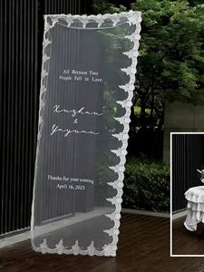 Bannière de <span class=keywords><strong>bienvenue</strong></span> personnalisée en dentelle transparente pour <span class=keywords><strong>mariage</strong></span> avec noms imprimés pour toile de fond de cérémonie et décoration de fête - Product Image 4